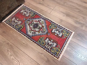 Red Small Rug, Red Rug, Small Rug, Handwoven Small Rug, Handwoven Rug 1.5x3.2 ft - Picture 1 of 10