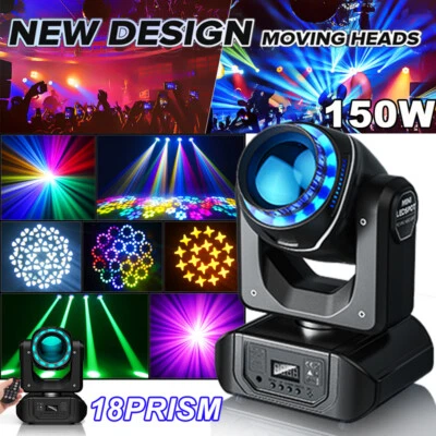 150W LED Moving Head Lights 18Prism RGBW Gobo Beam Stage Spot Light DJ Disco DMX - Image 1 of 4