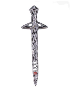 Men’s Scottish Highland Bagpipe Design Kilt Pin Chrome Finish 4” Long - Picture 1 of 3