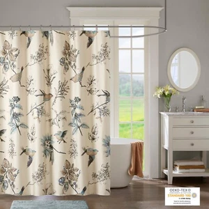 Madison Park Quincy Printed Cotton Shower Curtain for Bathroom Farmhouse Shower - Picture 1 of 6