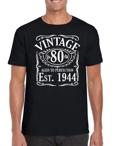 Camiseta Para Hombre Vintage Desde 1944 80 Cumpleaños 2024 Divertida Idea de Regalo Negra Marina - Imagen 1 de 13