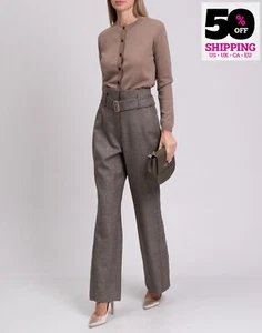 RRP €968 PETER PILOTTO Tweed Trousers UK10 US6 M Wool & Linen Blend Silk Lined - Picture 1 of 10