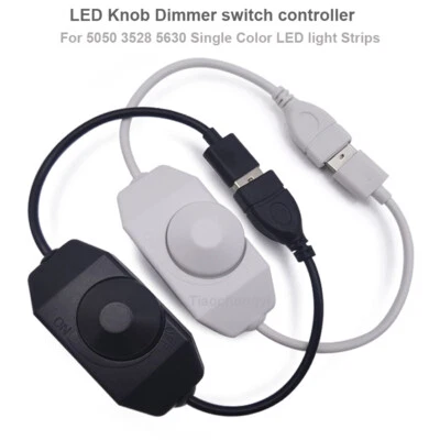 12V-24V 0-100% Manual Knob Dimmer Switch 5V USB controller for LED Strip Light - Image 1 of 4