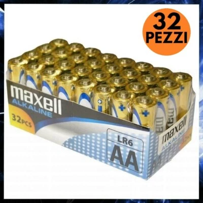 32 BATTERIE STILO AA MAXELL PILE ALCALINE 1.5V Ni-MH STOCK BATTERIA MIGNON LR6
