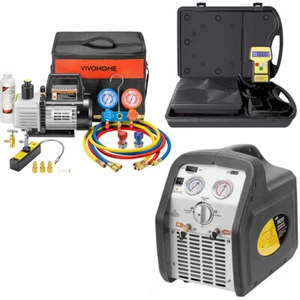 AC Manifold Gauge Set w/ Vacuum Pump, Refrigerant Recovery Machine, Weight Scale - Picture 1 of 22