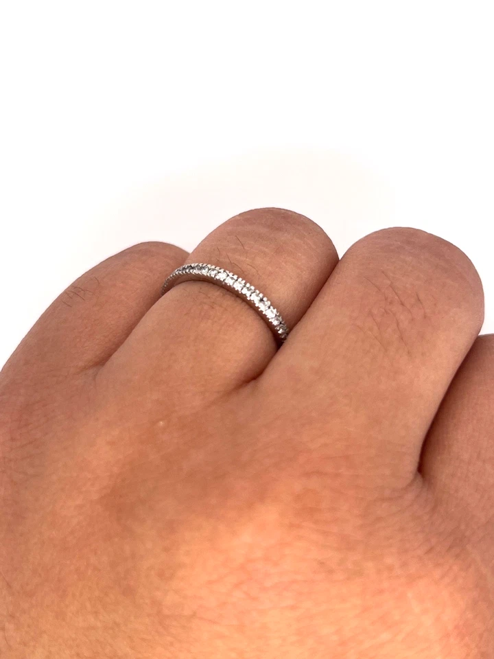 Anillo Apilable Diamante Hidalgo Oro Blanco 18K .25ct VS2 G Diseñador Firmado Talla 6 Foto 1 de 3