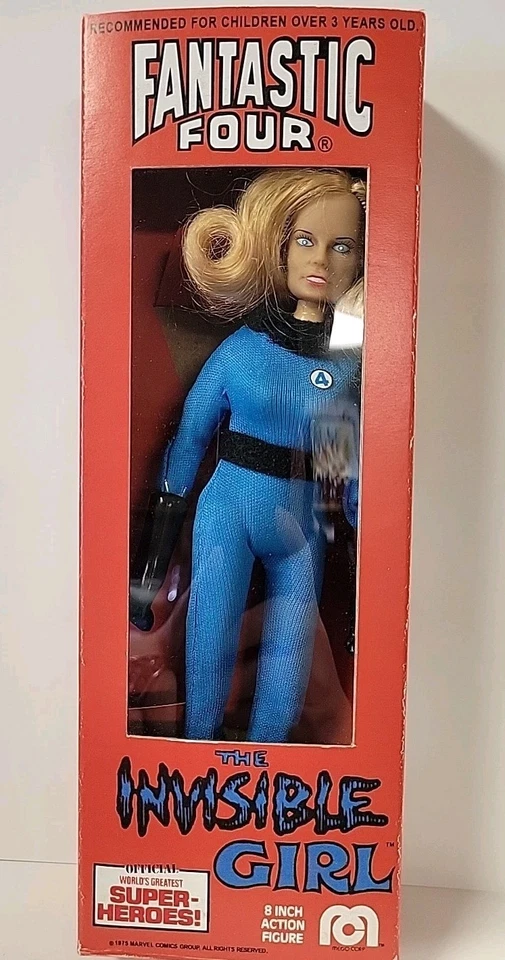 Figura de acción Mego Invisible Girl Sue Richards 8" caja personalizada Fantastic Four 2018 Foto 1 de 2