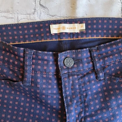 Tory Burch Emmy Ankle Skinny Jeans Pants Womens 27 Print Preppy Office Classic - Image 1 of 4