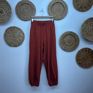Free People Beach Orange High Waist Loose Fit Sweat Pant Medium Boho - Picture 1 of 5