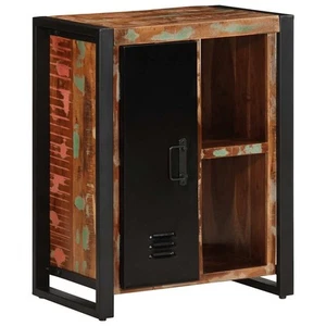 Credenza multicolore in legno massello di mango 55x35x70 cm con struttura in ferro - Foto 1 di 5