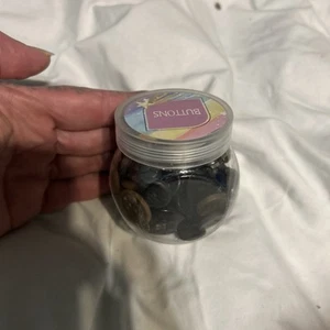Buttons Assorted Random Black and Brown Plastic Buttons + Jar 200+ - Picture 1 of 5