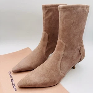 Stuart Weitzman Naomi Stretch 50MM Boots Women’s Size 8.5 EU 39 Fawn Blush Pink - Picture 1 of 15