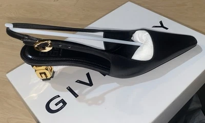 GIVENCHY SLINGBACK НАСОСЫ ЧЕРНЫЙ РАЗМЕР 40 (10) 100% ТЕЛЯЧЬЯ КОЖА - Изображение 1 из 4