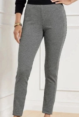 NWT Talbots Women’s Size 10P Black Houndstooth Polyester Blend Soho Ankle Pant - Image 1 of 4