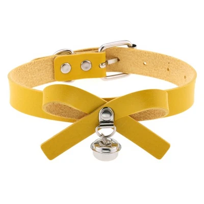 Готический панк кожаный ошейник воротник с бантом колокол с пряжкой ожерелье клуб вечеринки - Изображение 1 из 4