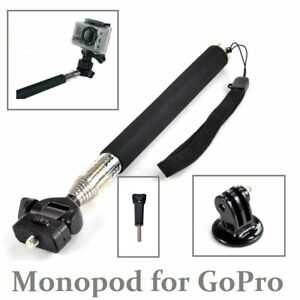 Telescopic MONOPOD Tripod Selfie Stick + Mount for Gopro Hero 10 9 8 7 6 5 4 3+3