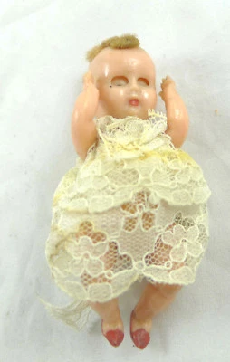  MINI bambola VINTAGE  ANNI 40 BAMBOLA D'EPOCA ANNI 50 BACHELITE CELLULOIDE  - Immagine 1 di 3