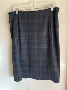 Liverpool Knit Skirt Plus Sz 16W Pencil Black Green Plaid Stretch Hi Waist Reese - Picture 1 of 12
