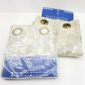 PIER 1 IMPORTS Tende ad occhiello boho geometriche 2 pannelli grigio crema 50 x 96 pollici - Foto 1 di 7