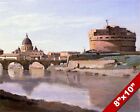 View Of Castel D Sant Angelo Painting Roman Rome Italy  Art Real Canvas Print