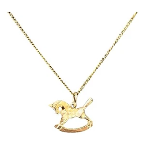 9ct 9K Yellow Gold Rocking Horse Charm Pendant 1.38 Grams. Brand New - Picture 1 of 7