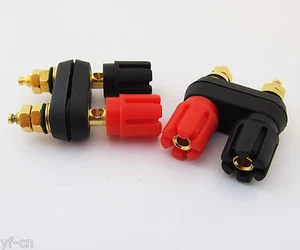 5x Gold Plated 5-way Dual Binding Post Audio Amplifier Terminal 4mm Banana Jack - Picture 1 of 4