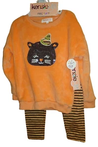 Kensie Girl Sz 5 Outfit Plush Cat Top/Coordinating Pants/Headband Halloween NWT - Picture 1 of 19