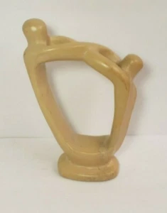 Besmo Kenya Hand Carved Stone Sculpture 6" x 8.5" Figure Mother Father Child - Picture 1 of 3