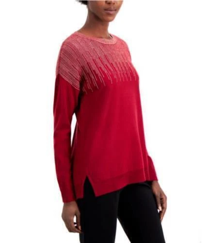 Alfani Womens Red Printed Long Sleeve Crew Neck Sweater Size S