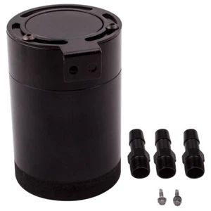 Compact Auto Baffled 3-Port Oil Catch Can Air-Oil Separator w/ Screws Adapters - Picture 1 of 12