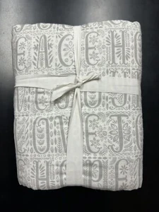 Pottery Barn Peace on Earth Queen Size Flannel Sheet Set Gray Christmas Holiday - Picture 1 of 4