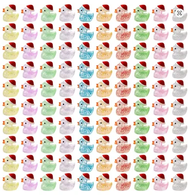 25pcs Resin Glitter Christmas Mini Duck Ducks Set