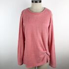 STITCH STAR Womens Top Large Coral Long Sleeve Knot Side Front Textured Knit