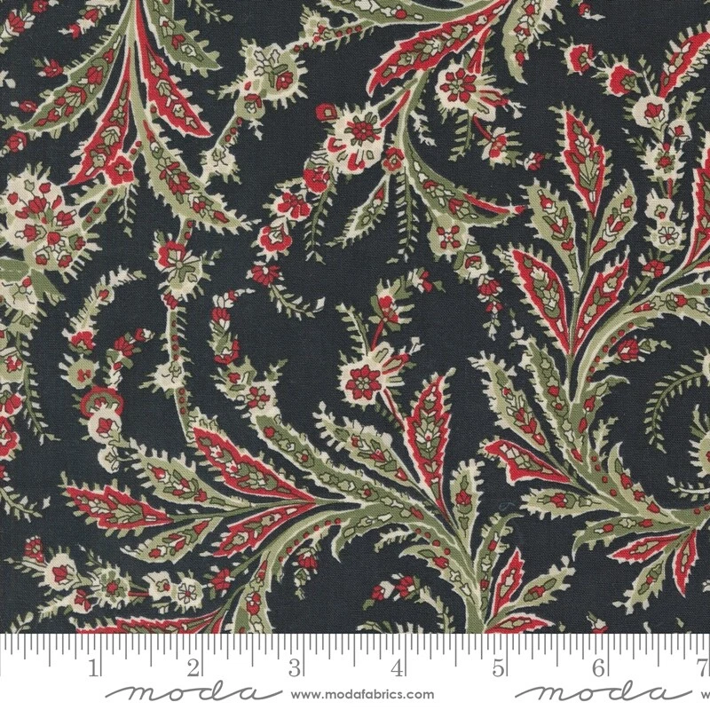 A Christmas Carol Whispering Winds Paisley Ebony 3 Sisters for Moda 1/2 Yard - Image 1 of 1