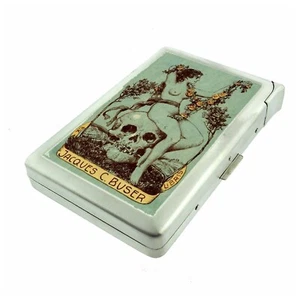 Vintage Mori Skull Ubris Cigarette Case with Built in Lighter Metal Wallet - Picture 1 of 5