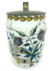 Sarreguemines Antique Beer Stein .5 Liter Lid Floral Colorful Short Squatty - Picture 1 of 12
