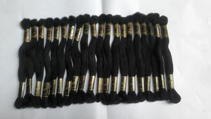 VINTAGE DOMINO BLACK cotton embroidery thread floss -24 Skeins NEW Mouline - Picture 1 of 4