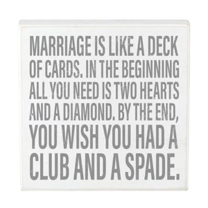 Wooden Rustic Box Plaque Sign Quote Boxes 8in SQ x 1.75in D Marriage is 2 Pack - Picture 1 of 3