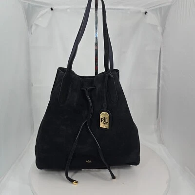 Bolso de Hombro Grande Lauren Ralph Lauren Dryden Diana Gamuza Cuero Cubo Foto 1 de 4