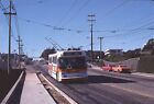 SF Muni 5261 on the 12 trolleybus line on Ocean Ave 1977 Orig Kodachrome Slide
