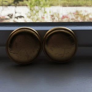 Vtg Liz Claiborne Gold Button Clip Earrings Oversize - Picture 1 of 10