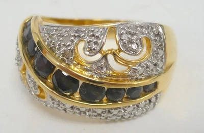 Anillo Estate Sterling Vermeil Ross Simons Zafiro Azul Transparente Talla 10 WOW Foto 1 de 4