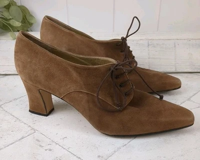 Zapatos de salón Martinez Valero beige gamuza con cordones Light Academia Coquette 9,5 Foto 1 de 4