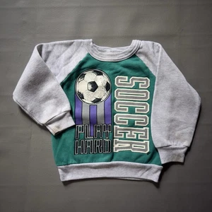 Vintage Kids 90s Soccer Graphic Crewneck Youth Size 2T Pullover Puff Print - Picture 1 of 11