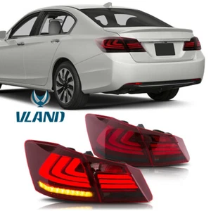 Pair Red Smoke Led Brake Tail Lights For 2013-2015 Honda Accord LX EX Sedan - Foto 1 di 9