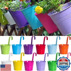 LOVOUS 12pcs Hanging Planters 6", Hanging Flower Pots, Railing Planter, Iron - Picture 1 of 5