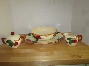 Franziskaner Apfel Steingut 5 Stück Hostess Set 1940er Kalifornien Stempel Sehr guter Zustand!! - Bild 1 von 14