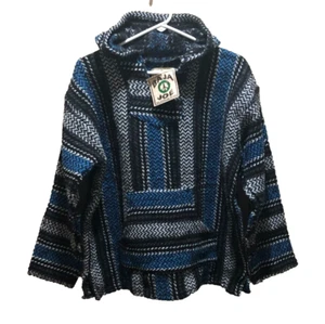 Baja Joe BS005 Blue Black Beach Surfer Ramatex Pullover Mexico Hoodie M New Tag - Picture 1 of 2