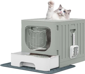 Extra Large Enclosed Cat Litter Box with Cushion Anti-Splash Stain Resistant - Picture 1 of 11
