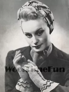 Istruzioni modello maglia. Cappello e guanti donna turbante snood vintage anni 40 - Foto 1 di 1